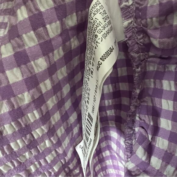 Zara Women's Blogger Style Lilac Gingham Pattern Rushed Side  Mini Dress Sz L - Picture 11 of 16